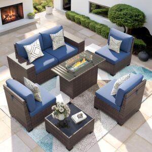 Family Patio seating set with Fire Pit table