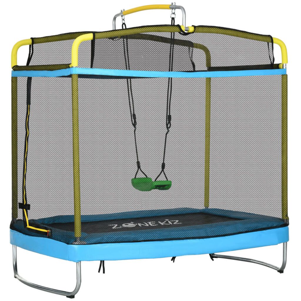 Outdoor Games Trampoline with Gym Bar Swing 