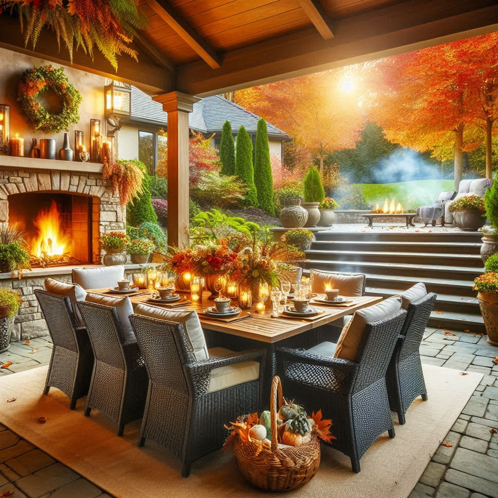 beautiful outdoor dining area with fall colors 2 Dynamic Patio Furniture For Your Backyard