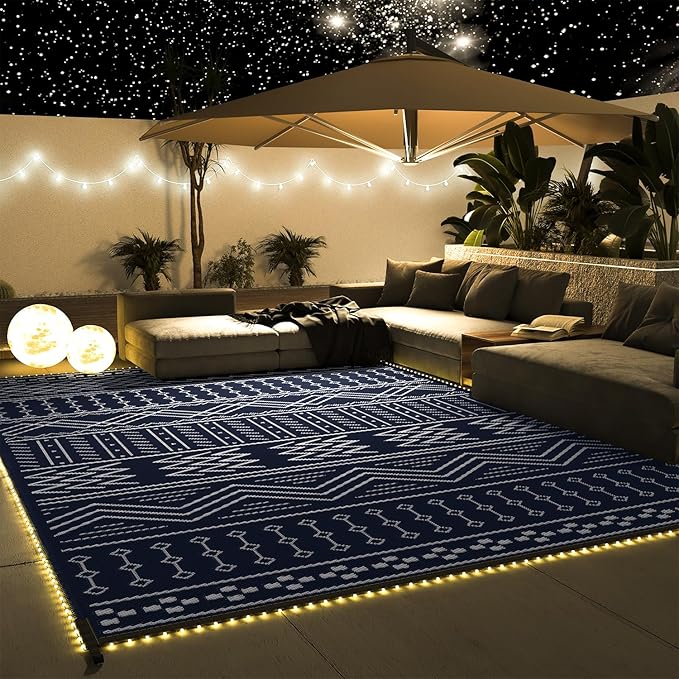 Amazon Outdoor Rug with LED Lights Creating An Elite Secluded Outdoor Nook