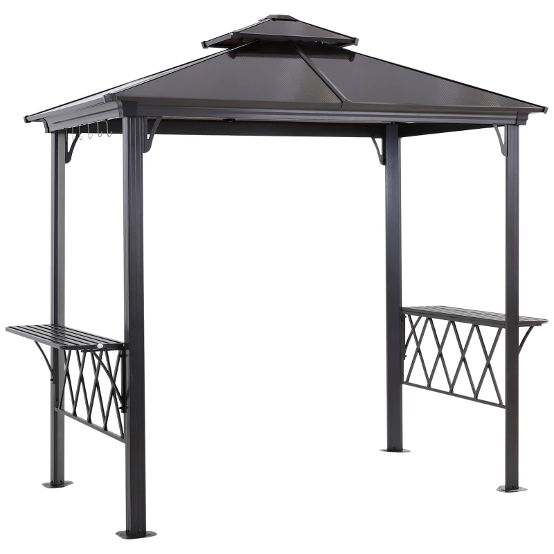 Aosom Pergola Canopy with 6 hooks for Utensils and Double Vented Roof for Grilling 