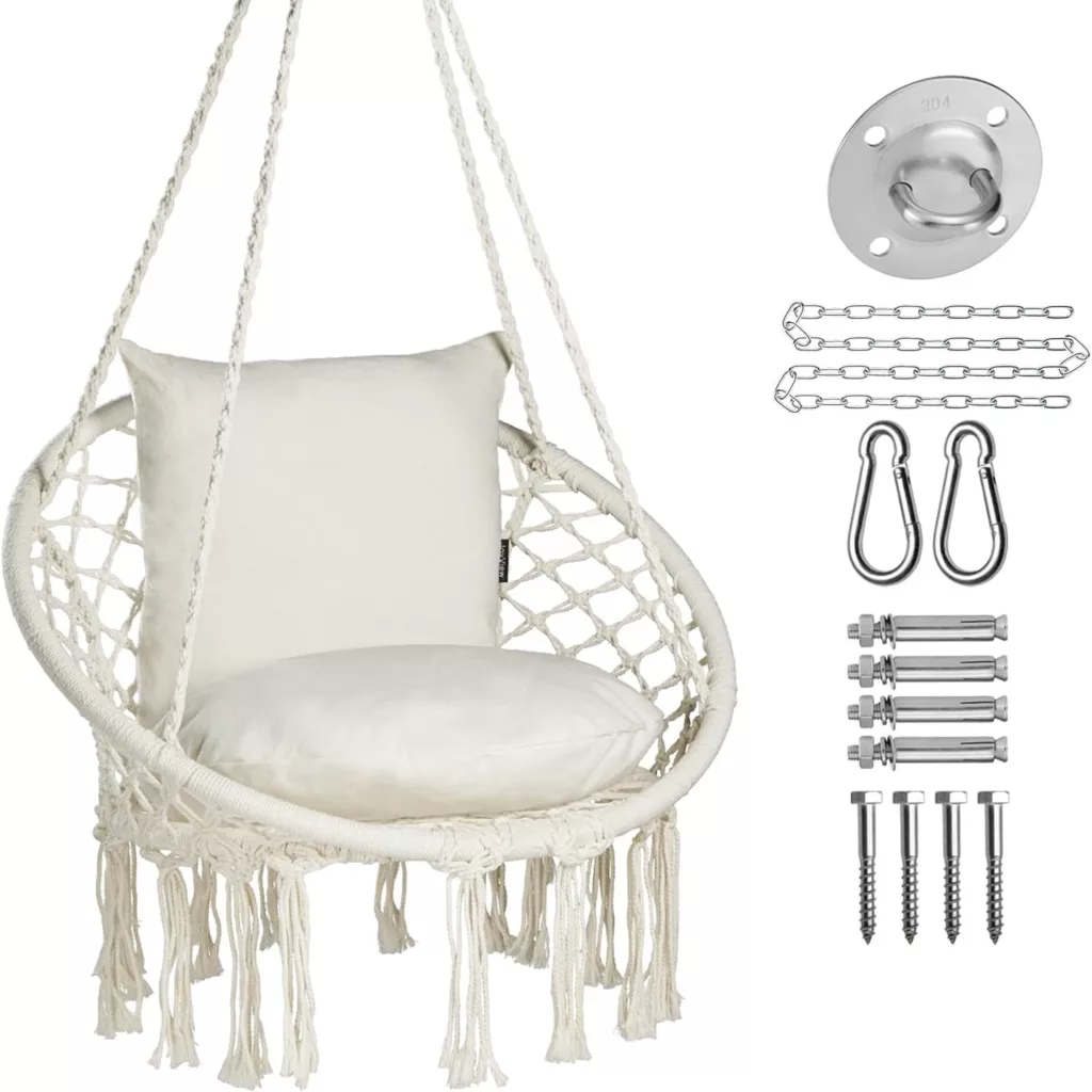 Amazon Macrame Chair Swing With 2 Cushions and hardware